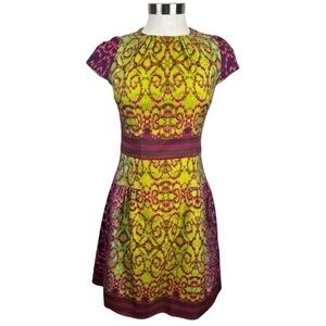 Nanette Lepore Pink, Purple, and‎ Green Cap Sleeve Dress Size 2